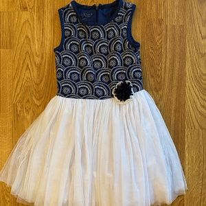 Pippa & Julie Textured Navy + White Tulle Dress 6